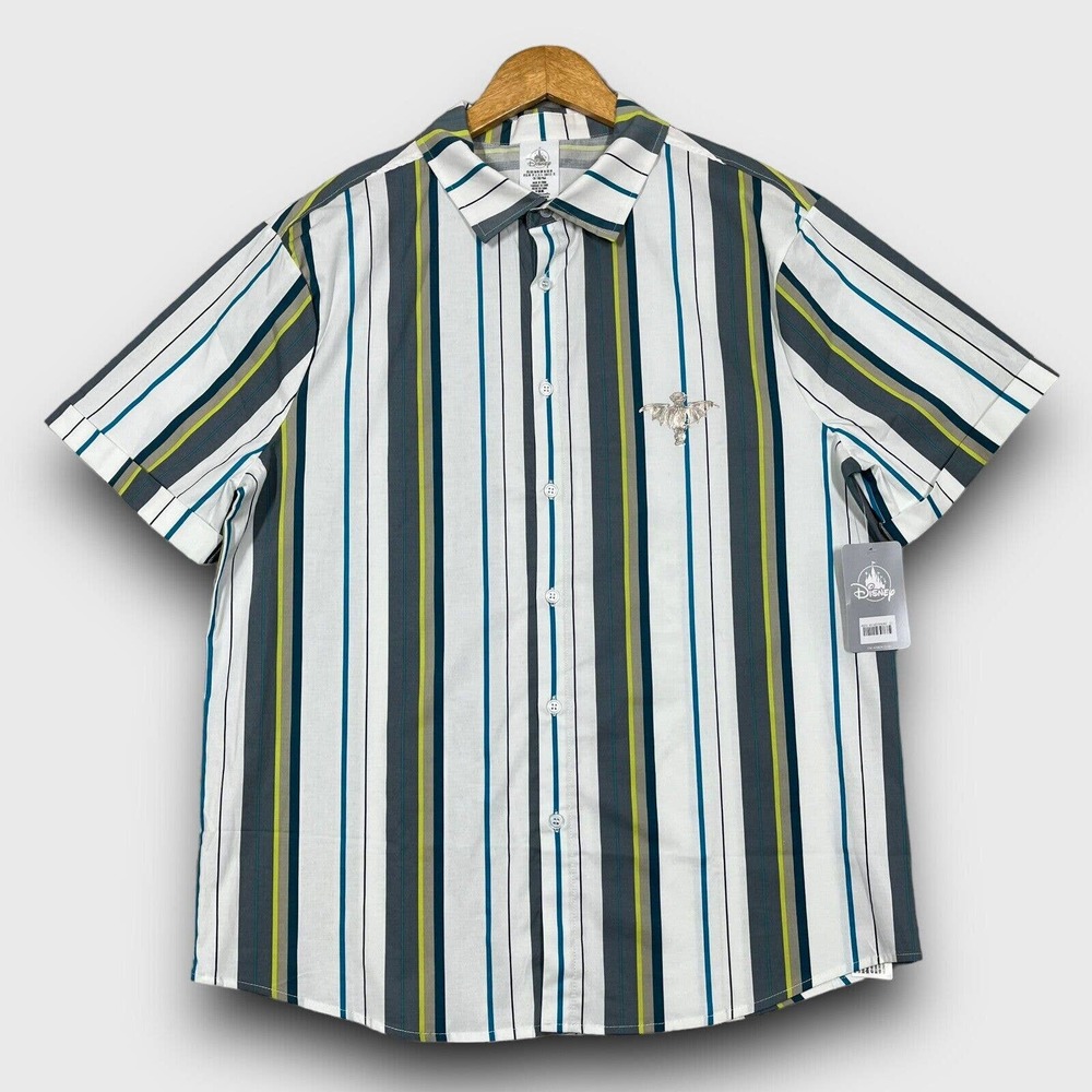 Disney Haunted Mansion Mens Medium Multicolor Striped Madame Leota Button Shirt